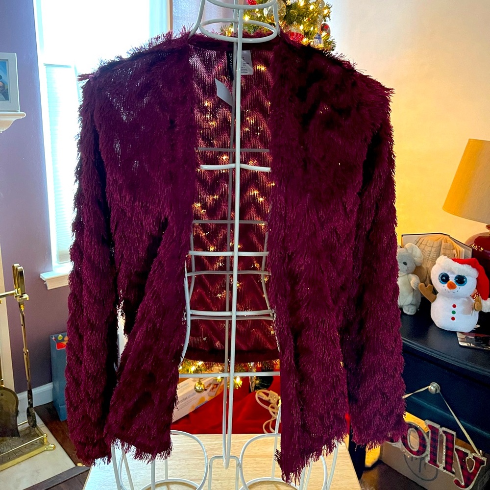 Fringe Burgundy Cardigan